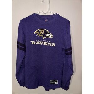 Baltimore Ravens Long Sleeve T-Shirt Unisex Medium Majestic NFL Football Purple